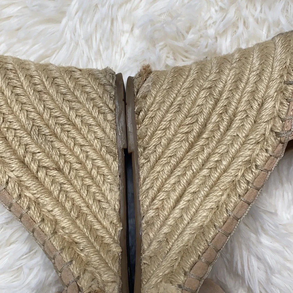 Marc Fisher Beige Ruffle Espadrille Wedge Sandals Size 8.5